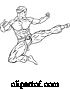 Vector Illustration of Kung Fu Karate Flying Kick Guy by AtStockIllustration