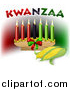 Vector Illustration of Kwanzaa Candles with Corn and Text by AtStockIllustration