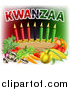 Vector Illustration of Kwanzaa Text with Vegetables and Candles by AtStockIllustration