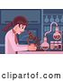 Vector Illustration of Lady Scientist Working in Laboratory by AtStockIllustration