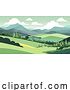 Vector Illustration of Landscape Background Hills Mountains Fields Trees by AtStockIllustration