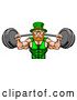 Vector Illustration of Leprechaun Mascot Weightlifter Lifting Big Barbell by AtStockIllustration