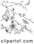 Vector Illustration of Lineart Scene of Cherry Blossoms and Butterflies by AtStockIllustration