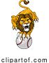 Vector Illustration of Lion Baseball Ball Animal Sports Team Mascot by AtStockIllustration