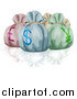 Vector Illustration of Lira Dollar and Yen Money Bags and a Reflection by AtStockIllustration