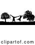 Vector Illustration of Little Children Playing in Park Outdoors Silhouette by AtStockIllustration