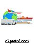 Vector Illustration of Logistic Transport Globe Cargo Freight Concept by AtStockIllustration