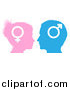 Vector Illustration of Male and Female Sex Gender Symbol Faces in Profile by AtStockIllustration