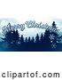 Vector Illustration of Merry Christmas Greeting with Silhouetted Evergreen Trees Under a Winter Sky by AtStockIllustration