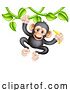 Vector Illustration of Monkey Chimpanzee Jungle Animal on Vines by AtStockIllustration