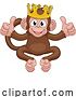 Vector Illustration of Monkey King Crown Animal Giving Thumbs up by AtStockIllustration