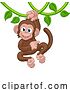 Vector Illustration of Monkey Singing on Jungle Vines Pointing by AtStockIllustration