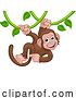 Vector Illustration of Monkey Singing on Jungle Vines Pointing by AtStockIllustration