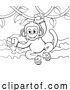 Vector Illustration of Monkey Singing on Jungle Vines with Banana by AtStockIllustration