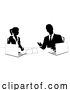 Vector Illustration of News Anchors Business People at Desk Silhouette by AtStockIllustration