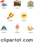 Vector Illustration of Nine Shiny Vacation Icons by AtStockIllustration