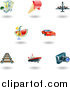 Vector Illustration of Nine Shiny Vacation, Travel and Lodging Icons by AtStockIllustration