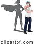 Vector Illustration of Nurse Doctor Lady Super Hero Shadow Pointing by AtStockIllustration