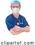 Vector Illustration of Nurse or Doctor in Scrubs and Surgical Mask PPE by AtStockIllustration