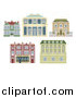 Vector Illustration of Old Fashioned Homes and Buildings by AtStockIllustration