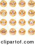 Vector Illustration of Orange Icons: Www, Connectivity, Networking, Upload, Downloads, Computers, Messenger, Printing, Clapperboard and Email by AtStockIllustration