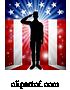 Vector Illustration of Patriotic American Soldier Saluting Flag by AtStockIllustration