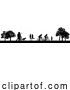 Vector Illustration of People Park Family Exercising Outdoors Silhouettes by AtStockIllustration