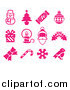 Vector Illustration of Pink Christmas Item Icons by AtStockIllustration