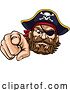 Vector Illustration of Pirate Captain Character Mascot Pointing by AtStockIllustration