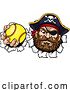 Vector Illustration of Pirate Softball Sports Team Mascot by AtStockIllustration