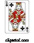 Vector Illustration of Playing Card Queen of Clubs Red Yellow and Black by AtStockIllustration