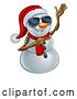 Vector Illustration of Pointing Snowman Wearing a Santa Hat and Sunglasses by AtStockIllustration