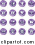 Vector Illustration of Purple Icons on a White Background by AtStockIllustration