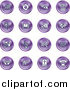 Vector Illustration of Purple Icons: Security Symbols on a White Background by AtStockIllustration