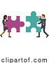 Vector Illustration of Puzzle Piece Jigsaw Characters Business Concept by AtStockIllustration