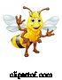 Vector Illustration of Queen Honey Bumble Bee Bumblebee in Crown by AtStockIllustration