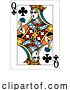 Vector Illustration of Queen of Clubs Design from Deck of Playing Cards by AtStockIllustration