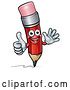 Vector Illustration of Red Pencil Mascot Giving a Thumb up and Waving by AtStockIllustration