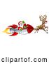 Vector Illustration of Reindeer Flying with Santa in a Rocket by AtStockIllustration