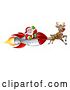 Vector Illustration of Reindeer Flying with Santa in a Rocket by AtStockIllustration