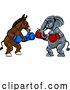 Vector Illustration of Republican Democrat Elephant Donkey Party Politics by AtStockIllustration