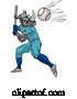 Vector Illustration of Rhino Baseball Player Mascot Swinging Bat at Ball by AtStockIllustration