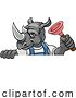 Vector Illustration of Rhino Plumber Mascot Holding Plunger by AtStockIllustration