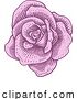 Vector Illustration of Rose Flower Design Woodcut Vintage Style by AtStockIllustration