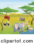 Vector Illustration of Safari Animals at a Watering Hole by AtStockIllustration