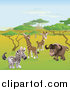 Vector Illustration of Safari Animals on the Plain by AtStockIllustration