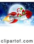 Vector Illustration of Santa Claus in Rocket Christmas Moon by AtStockIllustration