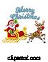 Vector Illustration of Santa Claus Reindeer Sleigh Christmas Pixel Art by AtStockIllustration