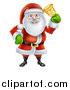 Vector Illustration of Santa Claus Ringing a Christmas Donation Charity Bell by AtStockIllustration