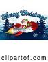 Vector Illustration of Santa Claus Rocket Merry Christmas Forest by AtStockIllustration